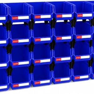 LEADLOONG 24 Pack Stackable Storage Bins Heavy Duty Parts Organizer Blue
