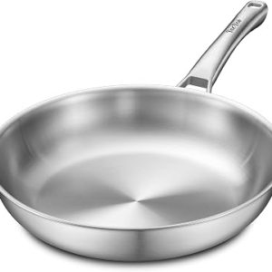 VocVoi Stainless Steel Pan, 12 Inch Frying Pan, PFOA & PTFE Free, Non Toxic Skillet, Dishwasher & Oven Safe, Induction Compatible, Ceramic & Gas Cooktops