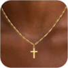 FEZODO Gold Cross Necklace for Women
