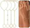 SHALL SHELL 4 Pcs Gold Hand Chain Bracelets