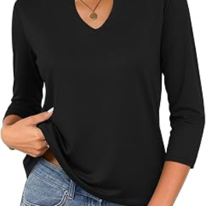 JUSTFASHIONNOW Womens Cotton V Neck T-Shirt Tops