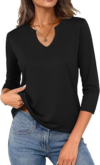 JUSTFASHIONNOW Women’s 3/4 Sleeve Cotton V Neck T-Shirt