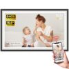64GB Frameo 15.6" Digital Picture Frame Large WiFi Electronic Photo Frames 1920 x 1080 IPS FHD Touch Screen Share Moments Instantly Anywhere Best Gift for Parents and Grandparents Black with White Mat