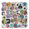 64Pcs Cool Eyeball Stickers Pack, Halloween Horror Terror Vinyl Waterproof Sticker Decals for Water Bottle,Skateboard,Laptop,Phone,Journal,Scrapbooking for Supply Favor Decor