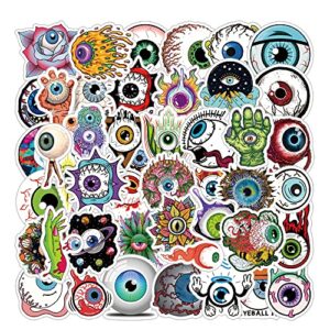 64Pcs Cool Eyeball Stickers Pack, Halloween Horror Terror Vinyl Waterproof Sticker Decals for Water Bottle,Skateboard,Laptop,Phone,Journal,Scrapbooking for Supply Favor Decor