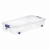 66-Qt Clear Underbed Rolling Bin with Blue Side Latches and Casters