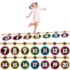 66 Pcs 22 ft Extra Large Number Line for Classroom Floor 7" Line up Number Sticker Learning Tool with Digit Floor Mat Math Learning Poster for Back to School Classroom Home Student(Black,Round)