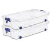 66 Qt Clear Underbed Storage Box with Wheels and Latching Lid for Bedroom