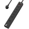 6Ft Extension Cord Power Strip Surge Protector - Teiobar 6 AC Outlets and 3 USB Ports for Home, Office, Dorm Essentials, 1680 Joules, ETL Listed, Black