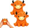 6in Giant Realistic Highland Cow Slow Rising Squishy, Soft Moldable Squeeze Animal, Sensory Fidget Desk Ornament Gift for Cow Lovers
