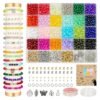 6mm Glass Beads Bracelet Making Kit 1400pcs, 24 Colors Crystal Beads for Jewelry Making Round Beads DIY Crafts with Spacer Beads Charms Accessories