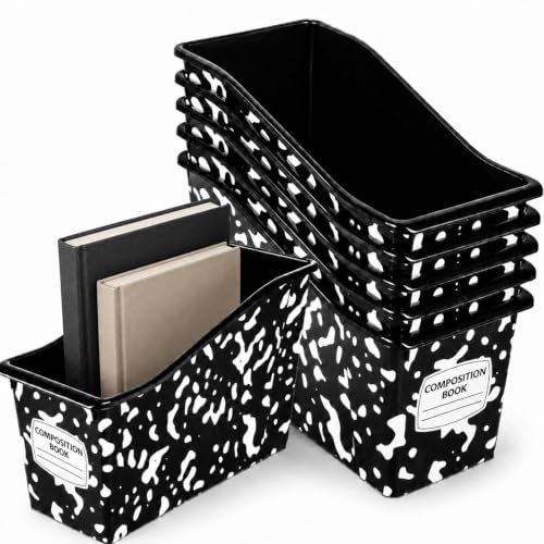 6 Pack Composition Book Holder Book Bins for Classroom Durable Book Binder Organizer Stackable Back to School Notebook File Holder Folder Storage Caddy for School Office Library Home School Supplies