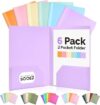 6Pack Folders with Pockets, Pastels Colors, Heavy Duty Pocket Folder