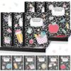 6 Pack Large Composition Notebooks Bulk 9.8 × 7.5 in Wide Ruled Hard Cover Composition Book Assorted Marble Journal College Ruled Paper for College Office Back to School Supplies(Black and White)