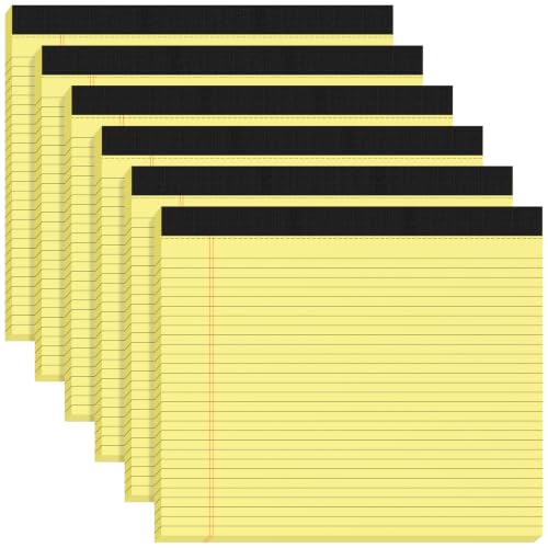 6 Pack Yellow Legal Pads 11 x 9.5 College Ruled Yellow Note Pads of Paper,Wide Note Pad 11x9.5 Narrow Ruled Notepads Horizontal Legal Paper,30 Sheets/Pad, Writing Pad for School,Office Supplies