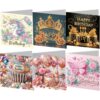 6Pcs Birthday DIY Diamond Painting Greeting Card with Envelope for Friend