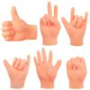 6 Pcs Cat Finger Puppet TPR Spread Hand Clenched Fist Khaki