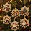 6Pcs Christmas Wooden Ornament Kit, DIY Pearl Diamond Painting Set