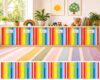 6Pcs Classroom Cabinet Curtains for Shelves 24.4 X 24 Inch Colorful Back to School Self Adhesive Curtains Colorful Rainbow Classroom Curtain for School Bookshelf Home Daycare Primary Playroom Privacy