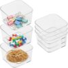 6‑Pcs Clear Acrylic Storage Organizer Trays, Square Drawer Divider Bins, No‑Lid Desktop Storage Containers for Office Gadgets, Makeup, Jewelry, Kitchen Cabinet & Countertop Organization