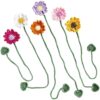 6 Pcs Crochet Flower Bookmarks, 14.2 in / 36 cm Handmade Bookmarks for Book Lovers, Knitted Page Markers with Heart Leaf, Colorful Book Decor for Teachers, Avid Readers, Journals