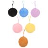 6pcs Cute Mini round Plush Coin Purse with Keyring