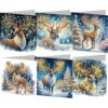6PCS Diamond Art Greeting Card Set Animal Pattern DIY Handmade