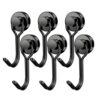 6pcs Magnetic Hooks Heavy Duty Swivel Hooks Cruise Black Strong Neodymium Magnet Hook for Refrigerator, Grill, Locker(Black)