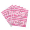 6pcs Pink Fragile Shipping Warning Labels 2x3 Inch PVC Stickers