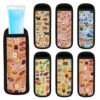6 PCS Reusable Neoprene Ice Pop Sleeves, Fruit Veggie Pet Dog Cat & Dessert Bread Printed Popsicle Holders, No Drip Anti-Freezing Washable for Frozen Yogurt Tubes, Kids Adults Party Supplies