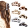 6 PCS Rhinestone Hair Clips Leopard Print Large Hair Claw Clips for Women