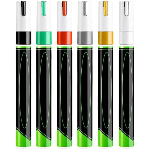 6 Pcs Tombstone Marker Pen Set, Stone Touch Up Pen for Faded Grave Inscriptions and Monument Lettering, Liquid Pens Repair Kit for Metal Leather Glass, 6 Colors, 5.59 in Length x 0.59 in Diameter