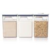 6‑Piece Airtight Dry Food Storage Container Bulk Set, White Push‑Button Seal Canisters, Stackable BPA‑Free Pantry Organizer with Attachable Scoops, Dishwasher‑Safe for Flour, Sugar & Dry Goods