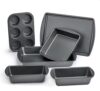6‑Piece Non‑Stick Carbon Steel Bakeware Set, Gray, Includes Cake, Muffin, Cookie & Loaf Pans, Heavy‑Duty Oven‑Safe Baking Pans For Home Baking, Durable Kitchen Baking Supplies