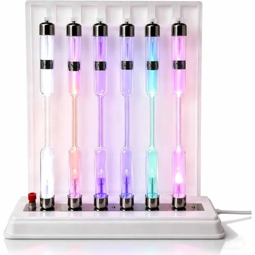 6 Rare Gas Glass Tubes with Stand, Rare Gas Glow Tubes Set, 99.999% High Purity Noble Gases (he/ne/ar/n2/h2/hg), Spectrum Demonstration for Science Education, Collection, Teaching
