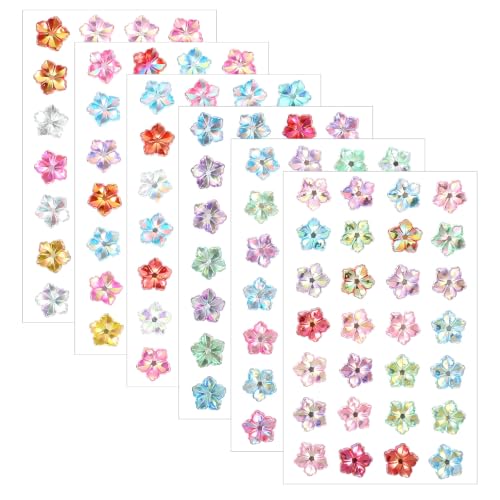 6 Sheets Gems Stickers, Stick On Jewels Gems for Crafts, Self Adhesive Face Gem Rhinestones Jewel - Sparkling Gem Diamond Decals for DIY Projects, Party Decor, Kids Classroom Rewards