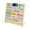 6 Tier Bookshelf Floor Standing Pine Wood Storage for Indoor Reading