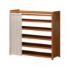 6 Tier Wooden Shoes Shelf Cabinet with White Gauze Curtain
