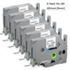 6X Compatible with Brother Label Maker Tape 9mm .35 White Laminated TZe-221