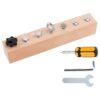 7-Hole Screw Combination Set, Wooden Fine Motor Skills Toy for Early Learning and Young Learners, Educational Screw-Tightening Busy Board with Wrenches and Screwdriver, Multicolor, 7.9 in / 20 cm