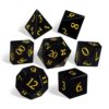 7-Piece Glass Dice Set with Case Obsidian Dungeons and Dragon and Tabletop Game