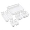 7-Piece White Plastic Drawer Organizer Bin Set, 4 Assorted Sizes