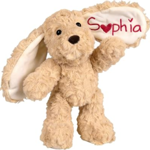 Personalized Dog Stuffed Animal with Name Embroidered, Custom Baby Toddlers Toys Birthday Gifts for Kids, Personalized Puppy Plush for 1-12 Year Old Baby Girls Boys Newborn (Dog)