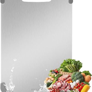 Stainless Steel Cutting Boards for Kitchen, Dishwasher Safe Steel Chopping Board, Double Sided Non Plastic Metal Cutting Board, 13.4″ × 9.1″