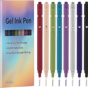 Thboxes 8Pcs Gel Pens for Journaling, 0.5mm Fine Tip Retractable Colored Nurse Pens – Smooth Writing for Note Taking, Office & School Supplies, Journaling Supplies for Women Teacher Nurse gifts