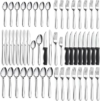 Pleafind 48-Piece Stainless Steel Silverware Set for 8 – Heavy Duty Flatware Set Including Steak Knives, Forks, Spoons and Dinner Knives, Mirror Polished Kitchen Utensils Set, Dishwasher Safe