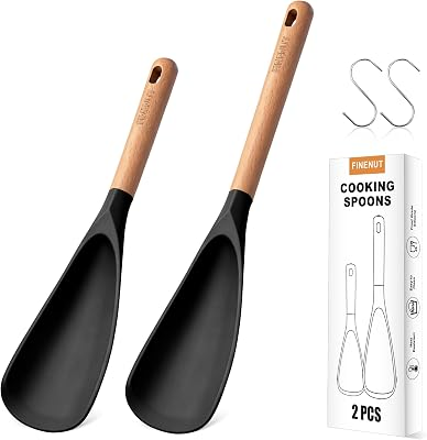 Silicone Cooking Spoons 2-Pack with S-Hooks