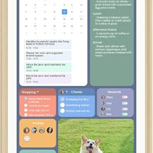 15.6-Inch Smart Digital Calendar & Photo Frame for Family, Wall Planner with Light Wood Frame, Auto-Sync to Apple, Google & Outlook, Touchscreen Display with Chore Chart, To-Do Lists & Meal Planner, No Subscription