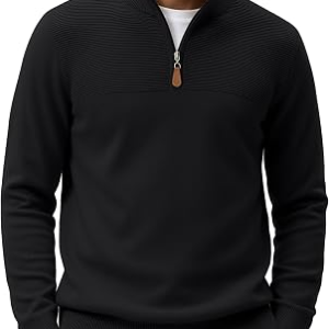 COOFANDY Mens Quarter Zip Sweater