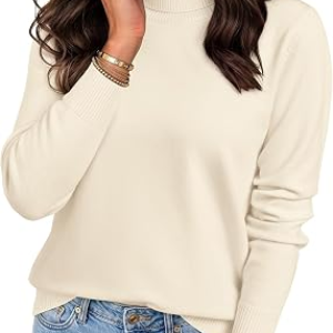 JUSTFASHIONNOW Turtleneck Sweaters for Women Long Sleeve Knit Pullover